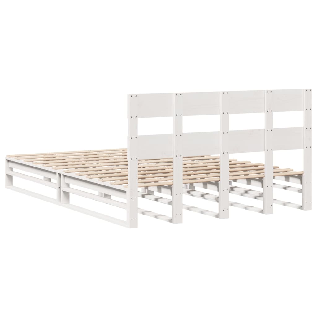 Cadre de lit sans matelas blanc 135x190 cm bois de pin massif