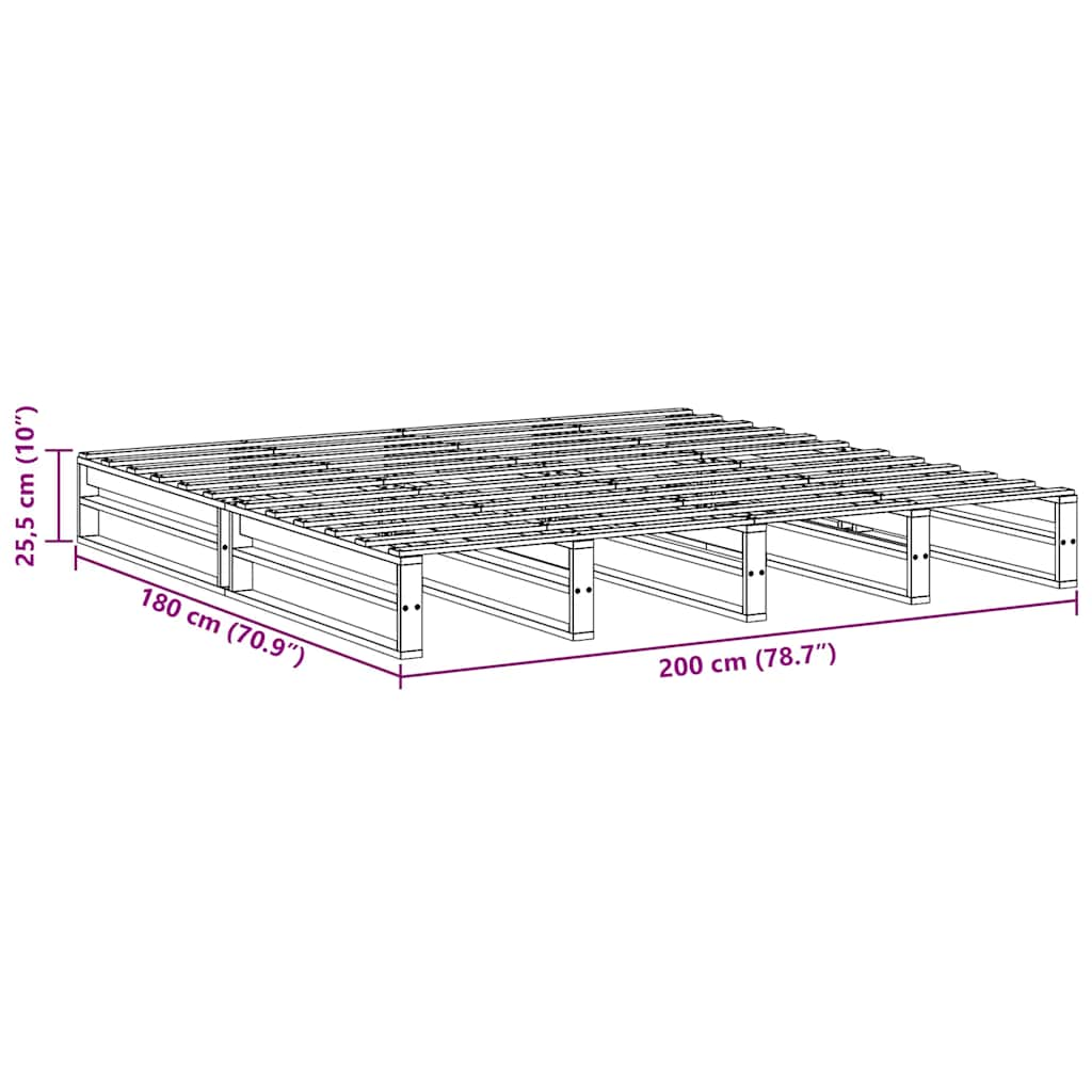 Cadre de lit sans matelas 180x200 cm bois massif de pin