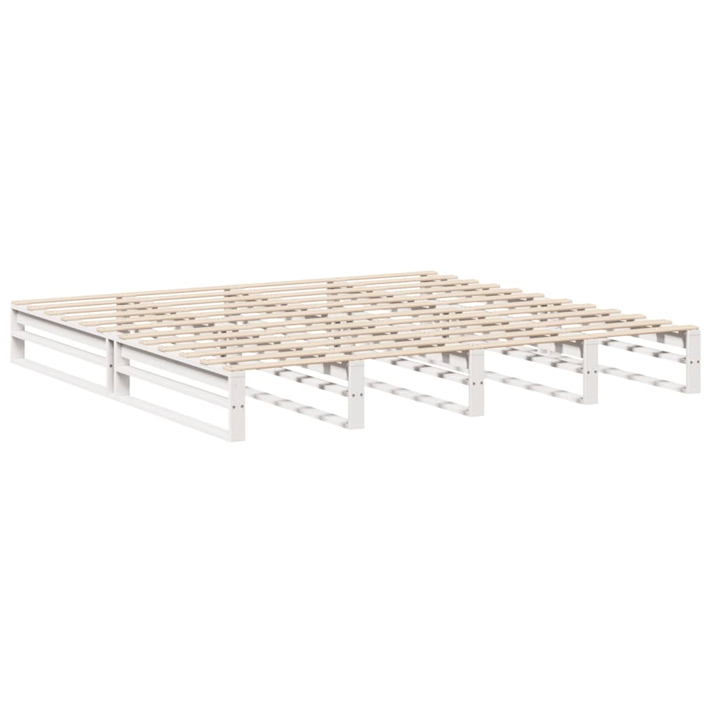 Cadre de lit sans matelas blanc 180x200 cm bois massif de pin