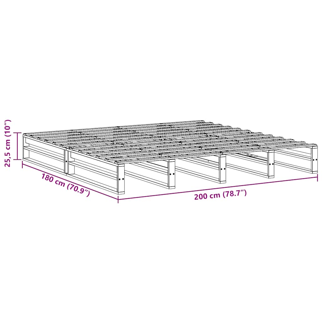 Cadre de lit sans matelas blanc 180x200 cm bois massif de pin