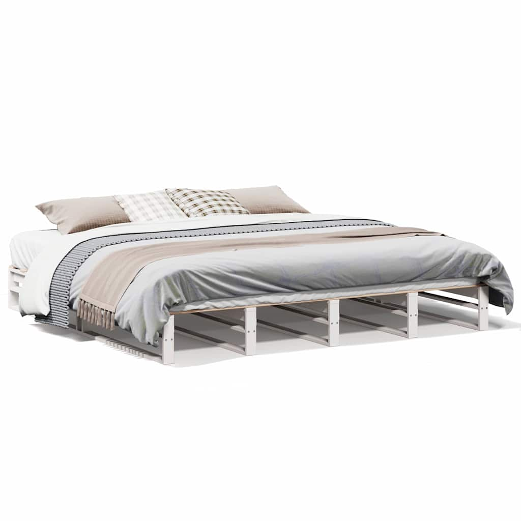 Cadre de lit sans matelas blanc 180x200 cm bois massif de pin