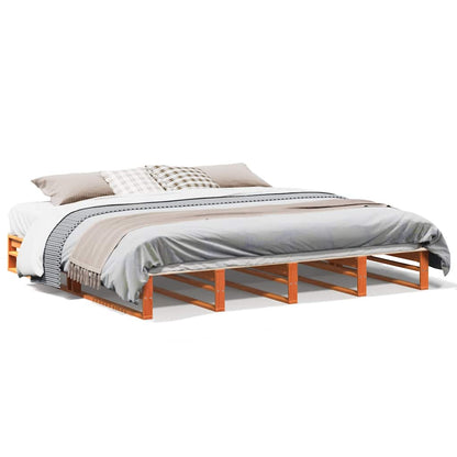 Cadre de lit sans matelas cire marron 180x200cm bois pin massif