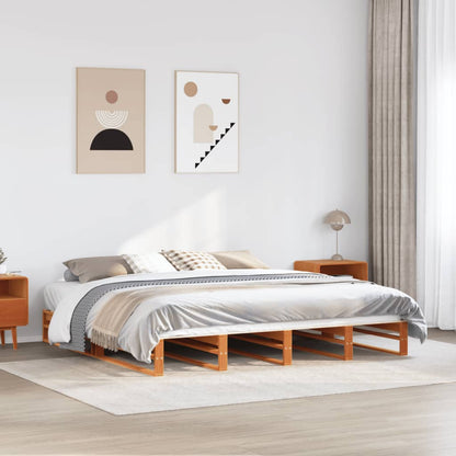 Cadre de lit sans matelas cire marron 180x200cm bois pin massif