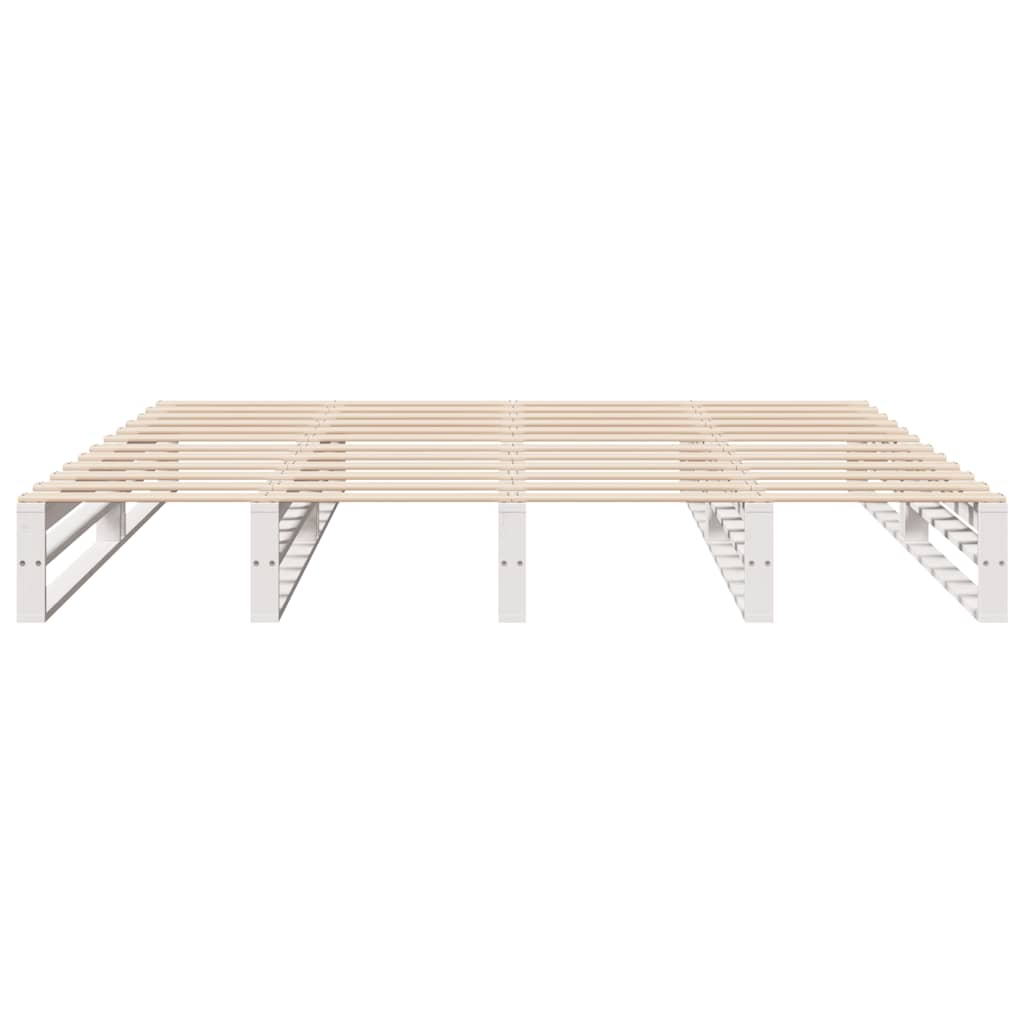 Cadre de lit sans matelas blanc 200x200 cm bois massif de pin