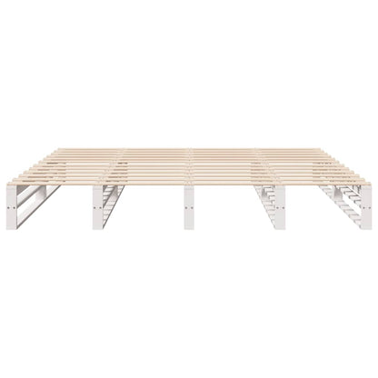 Cadre de lit sans matelas blanc 200x200 cm bois massif de pin