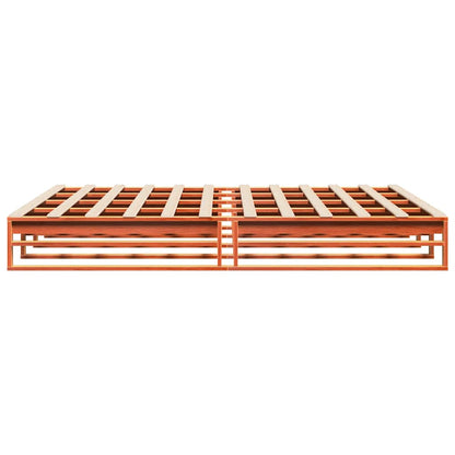 Cadre de lit sans matelas cire marron 200x200cm bois pin massif