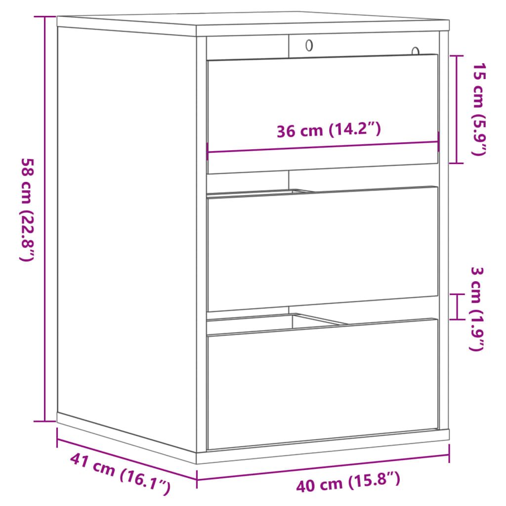 Commode d'angle noir 40x41x58 cm bois d'ingénierie