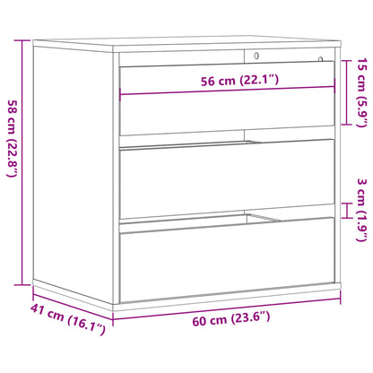 Commode d'angle gris béton 60x41x58 cm bois d'ingénierie