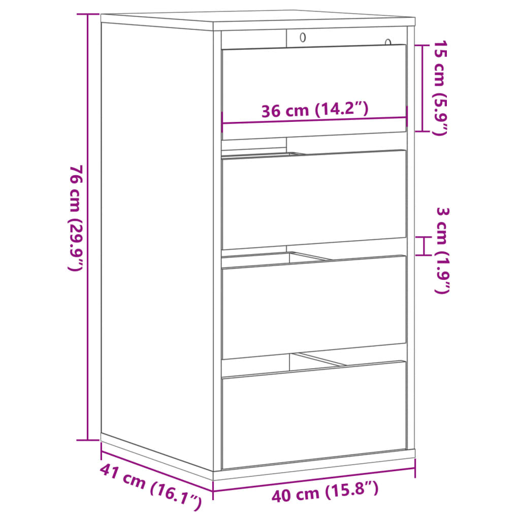 Commode d'angle blanc 40x41x76 cm bois d'ingénierie