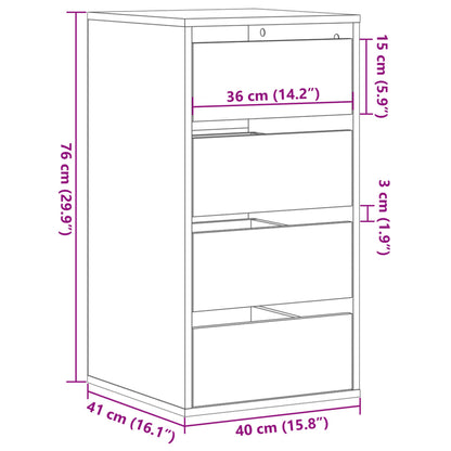 Commode d'angle gris béton 40x41x76 cm bois d'ingénierie