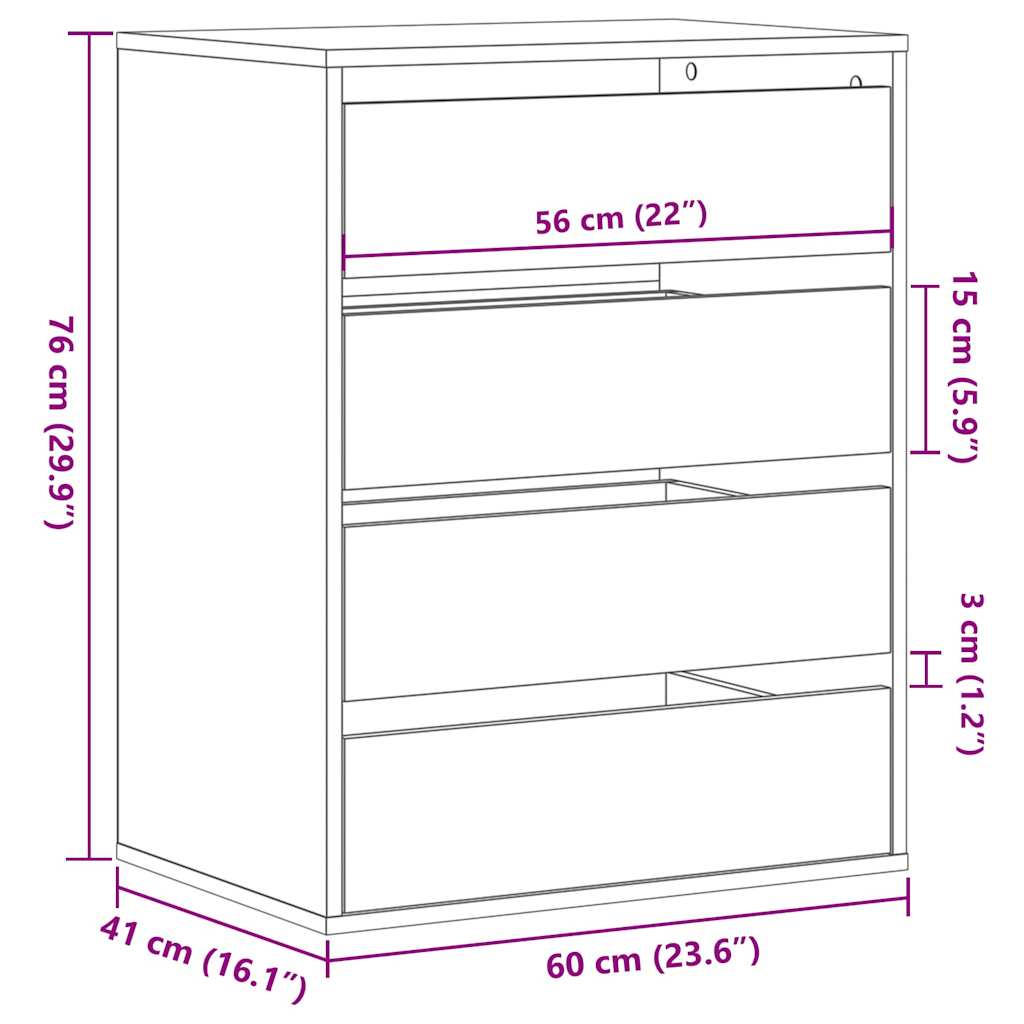 Commode d'angle blanc 60x41x76 cm bois d'ingénierie