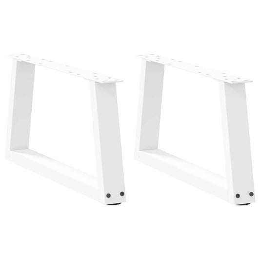 Pieds de table à manger forme V 2pcs blanc 60x(30-31,3)cm acier