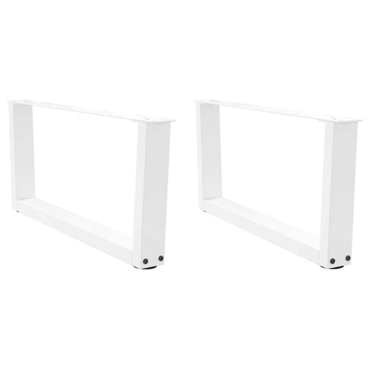 Pieds de table à manger forme V 2pcs blanc 70x(30-31,3)cm acier