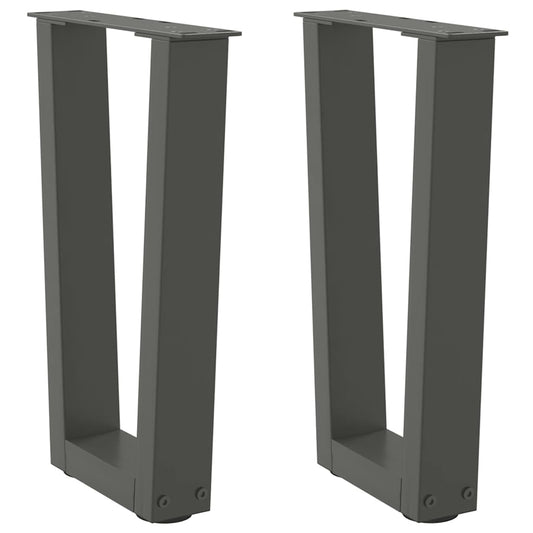 Pieds de table à manger en forme de V 2 pcs anthracite acier