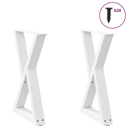 Pieds de table à manger 2pcs blanc 60x(72-73,3)cm acier