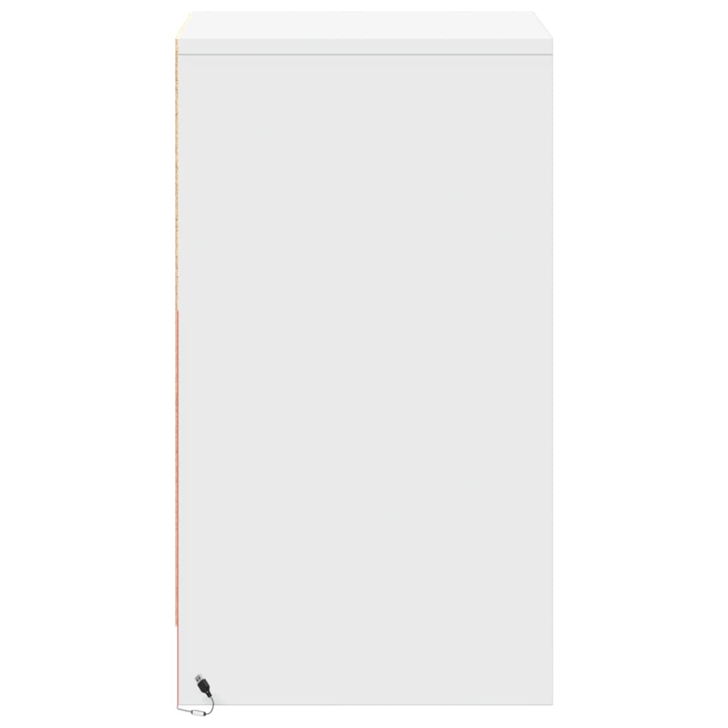 Armoire de chevet avec lumières LED blanc bois d'ingénierie