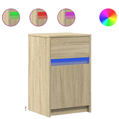 Armoire de chevet avec lumières LED chêne sonoma