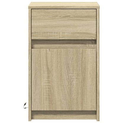 Armoire de chevet avec lumières LED chêne sonoma