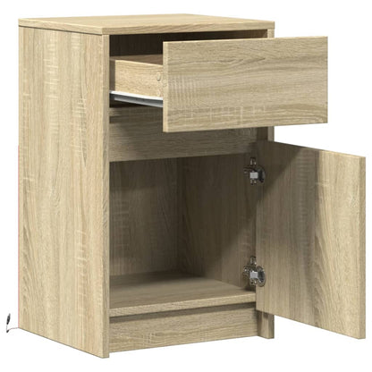 Armoire de chevet avec lumières LED chêne sonoma