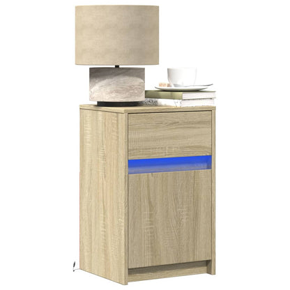 Armoire de chevet avec lumières LED chêne sonoma