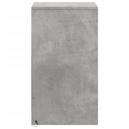 Armoire de chevet et lumières LED gris béton bois d'ingénierie