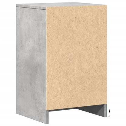 Armoire de chevet et lumières LED gris béton bois d'ingénierie