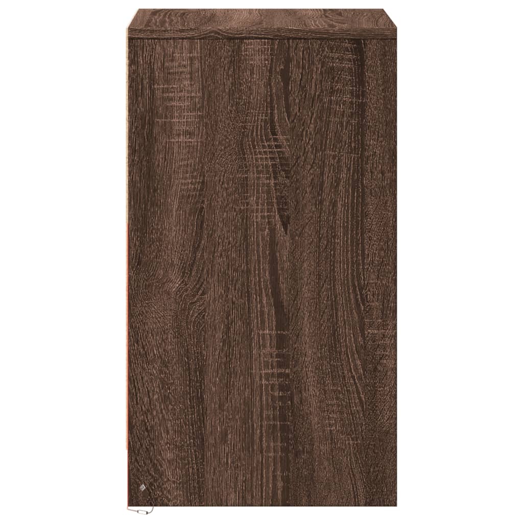 Armoire de chevet et lumières LED chêne marron bois ingénierie