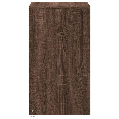 Armoire de chevet et lumières LED chêne marron bois ingénierie