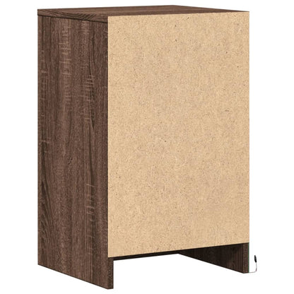 Armoire de chevet et lumières LED chêne marron bois ingénierie