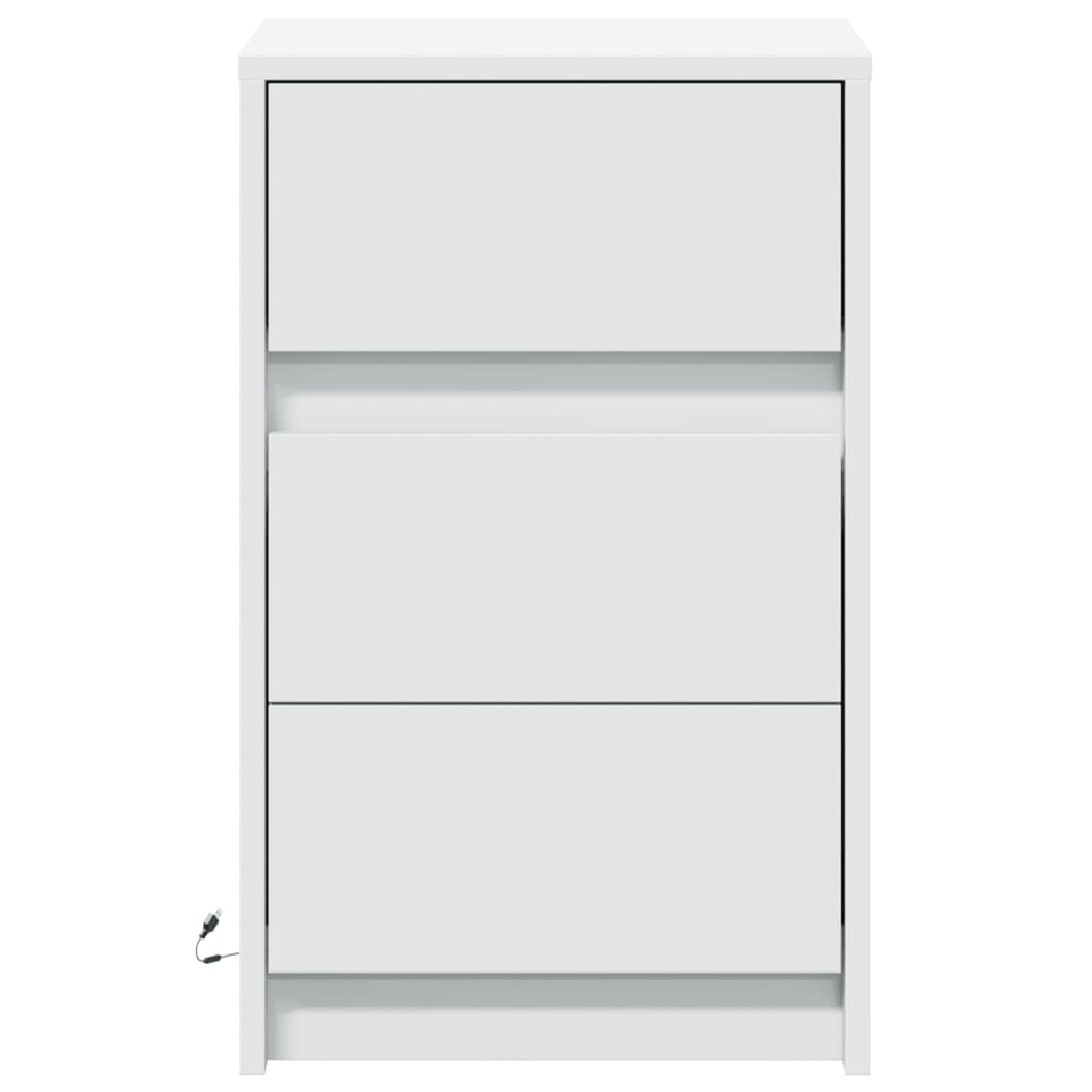 Armoire de chevet avec lumières LED blanc bois d'ingénierie