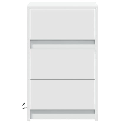 Armoire de chevet avec lumières LED blanc bois d'ingénierie