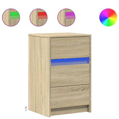 Armoire de chevet avec lumières LED chêne sonoma