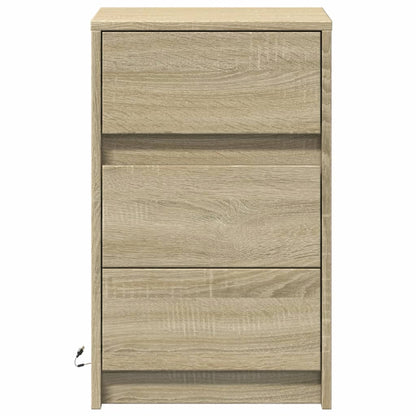 Armoire de chevet avec lumières LED chêne sonoma