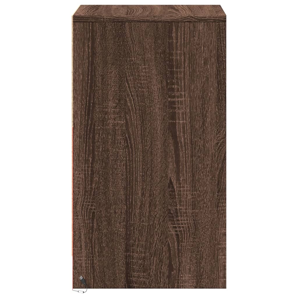 Armoire de chevet et lumières LED chêne marron bois ingénierie