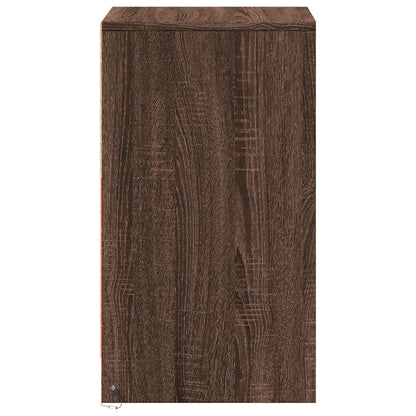 Armoire de chevet et lumières LED chêne marron bois ingénierie