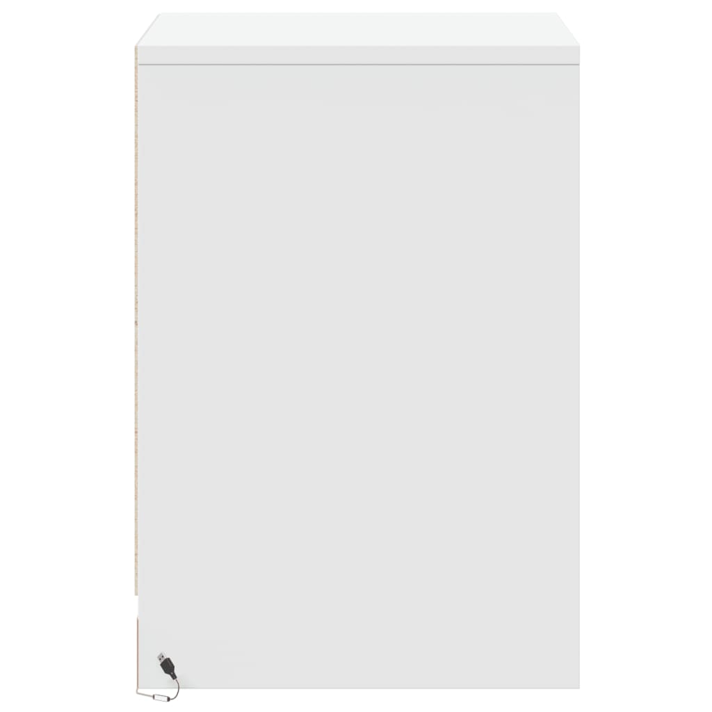 Armoire de chevet avec lumières LED blanc bois d'ingénierie