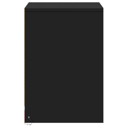 Armoire de chevet avec lumières LED noir bois d'ingénierie