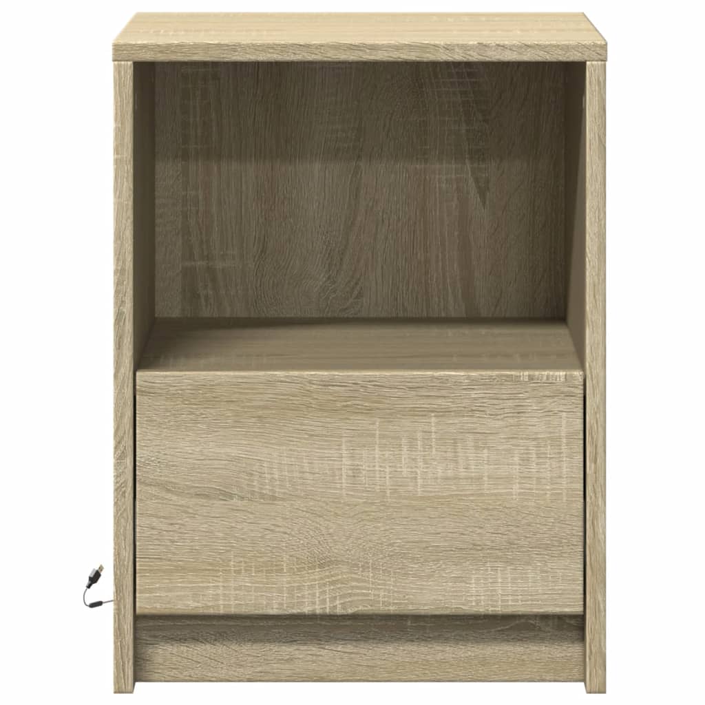 Armoire de chevet avec lumières LED chêne sonoma