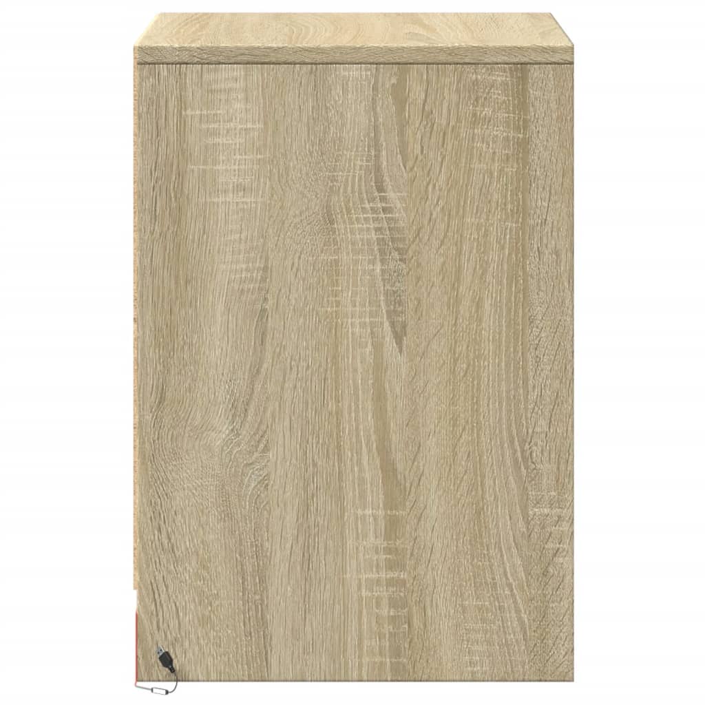 Armoire de chevet avec lumières LED chêne sonoma