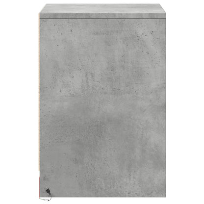 Armoire de chevet et lumières LED gris béton bois d'ingénierie