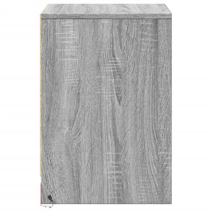 Armoire de chevet et lumières LED sonoma gris bois d'ingénierie