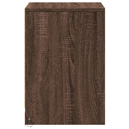 Armoire de chevet et lumières LED chêne marron bois ingénierie