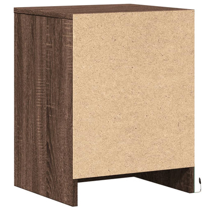 Armoire de chevet et lumières LED chêne marron bois ingénierie