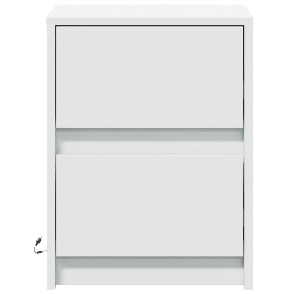 Armoire de chevet avec lumières LED blanc bois d'ingénierie