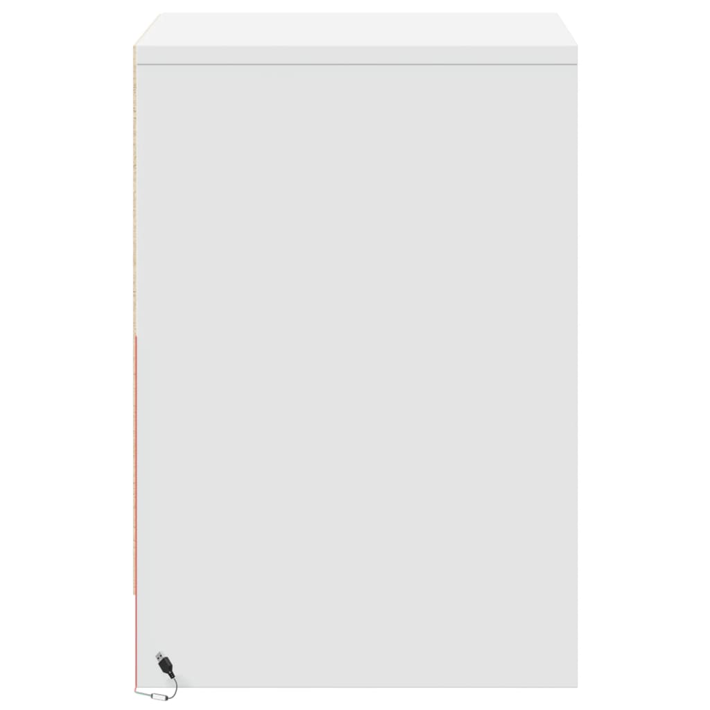 Armoire de chevet avec lumières LED blanc bois d'ingénierie