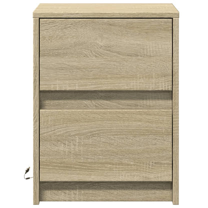 Armoire de chevet avec lumières LED chêne sonoma