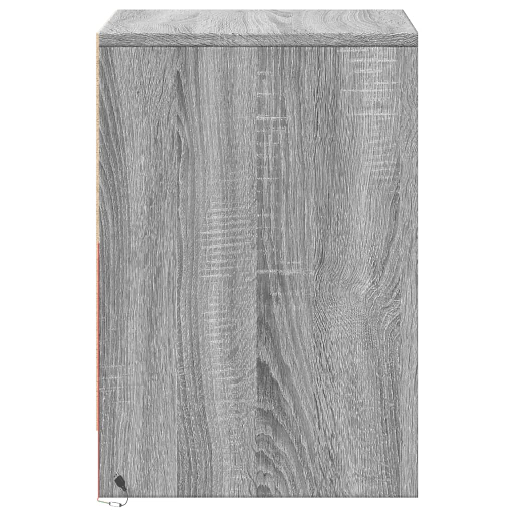 Armoire de chevet et lumières LED sonoma gris bois d'ingénierie