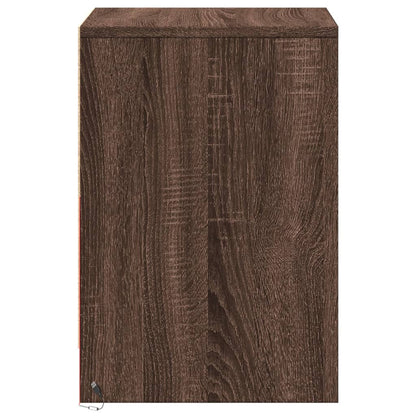 Armoire de chevet et lumières LED chêne marron bois ingénierie