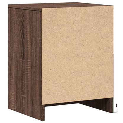 Armoire de chevet et lumières LED chêne marron bois ingénierie