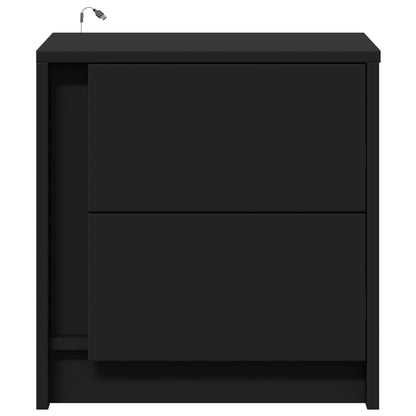 Armoire de chevet avec lumières LED noir bois d'ingénierie